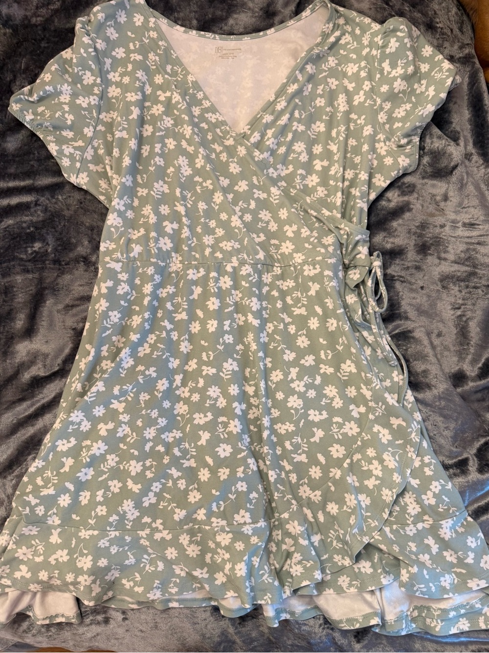No Boundaries Sage Green Floral Wrap Midi Dress
